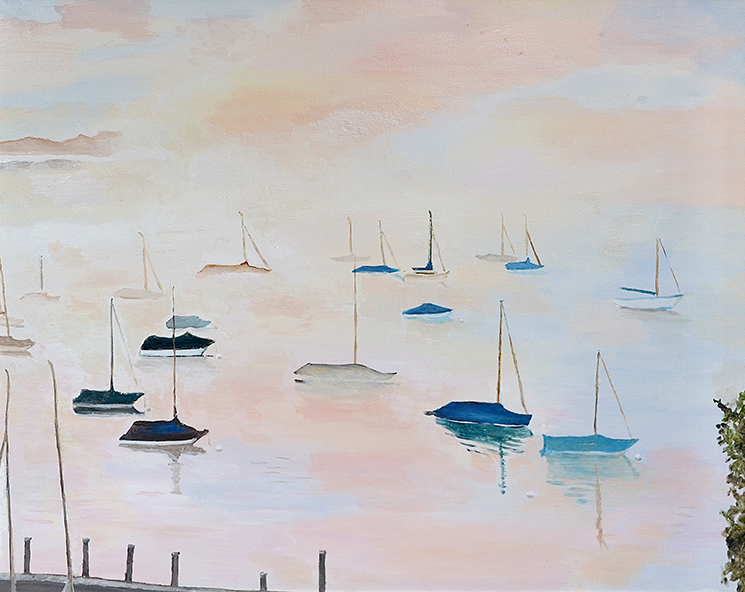 Segelboote Im Morgendunst
